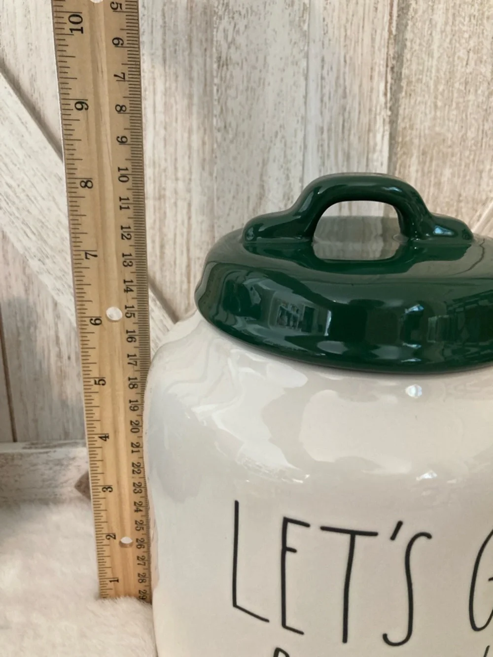 Rae Dunn 'Let's Get Baking' Ceramic Jar with Dark Green Lid